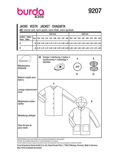 Modello di cappotto - Burda 9207