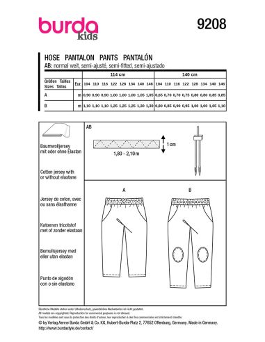 Modello di pantaloni - Burda 9208