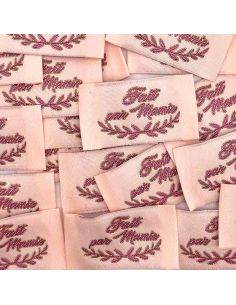 Set di 5 etichette tessute da cucire Fatto da Nonna rosa