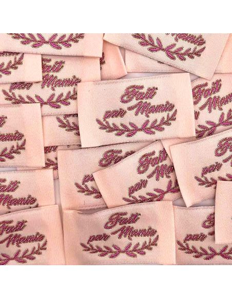 Set di 5 etichette tessute da cucire Fatto da Nonna rosa