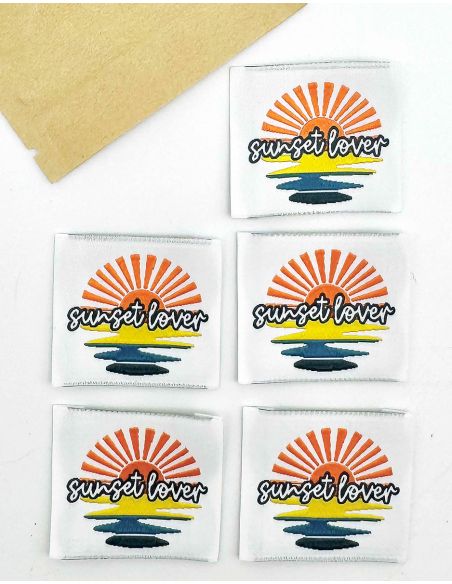 Set di 5 etichette tessute da cucire Sunset Lover