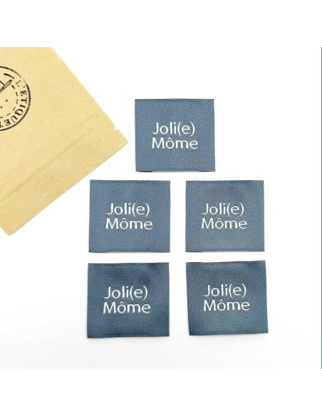 Set di 5 etichette tessute da cucire Joli Môme grigio