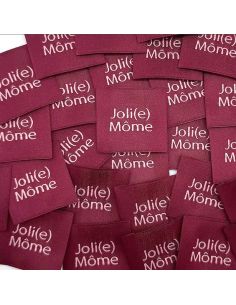 Set di 5 etichette tessute da cucire Joli Môme bordeaux
