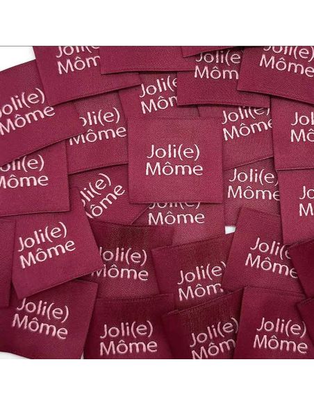 Set di 5 etichette tessute da cucire Joli Môme bordeaux