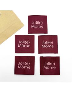 Set di 5 etichette tessute da cucire Joli Môme bordeaux 2