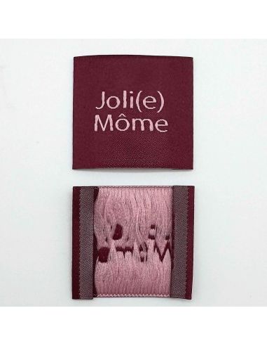 Set di 5 etichette tessute da cucire Joli Môme bordeaux