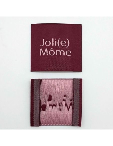Set di 5 etichette tessute da cucire Joli Môme bordeaux