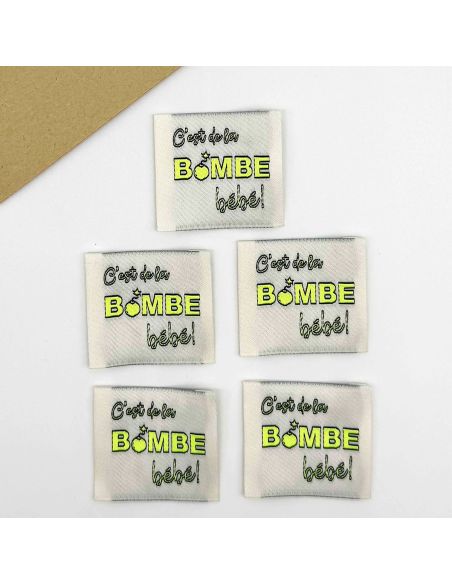 Set di 5 etichette tessute da cucire È una bomba Bambino!