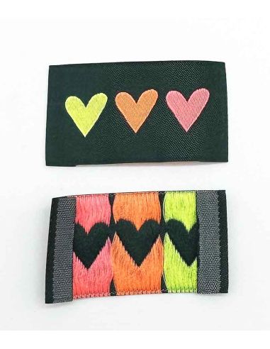 Set di 5 etichette tessute da cucire 3 Cuori