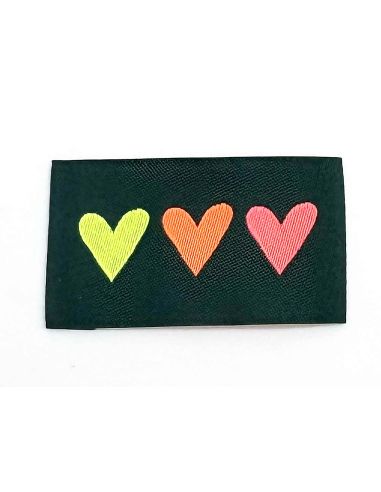 Set di 5 etichette tessute da cucire 3 Cuori