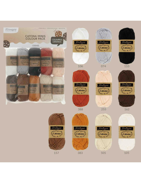 Confezione da 10 gomitoli Scheepjes Catona Colour Pack - Cookies