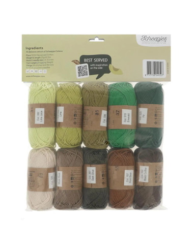 Confezione da 10 gomitoli Scheepjes Catona Colour Pack - Avocado Toast