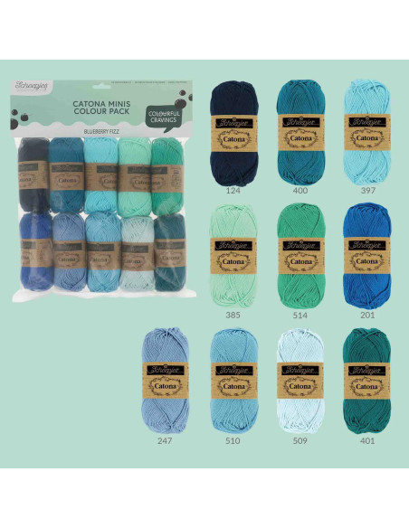 Confezione da 10 gomitoli Scheepjes Catona Colour Pack - Blueberry Fizz