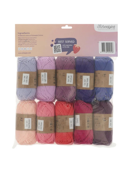 Confezione da 10 gomitoli Scheepjes Catona Colour Pack - Berry Bliss