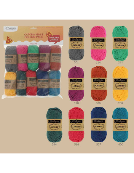 Confezione da 10 gomitoli Scheepjes Catona Colour Pack - Pizza pie