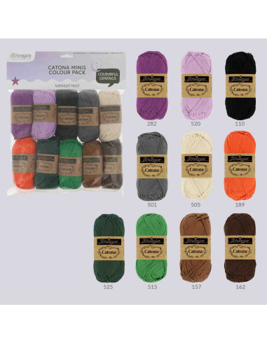 Confezione da 10 gomitoli Scheepjes Catona Colour Pack - Midnight feast