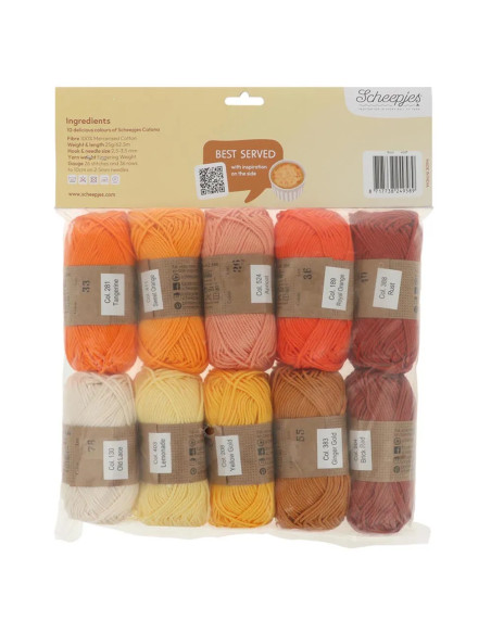 Confezione da 10 gomitoli Scheepjes Catona Colour Pack - Crème brûlée
