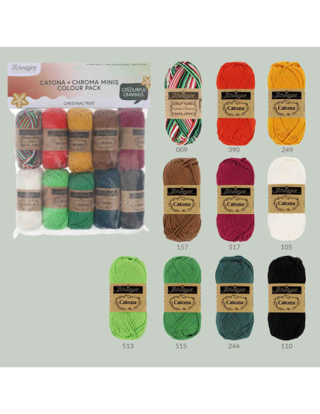 Confezione da 10 gomitoli Scheepjes Catona Colour Pack - Natale