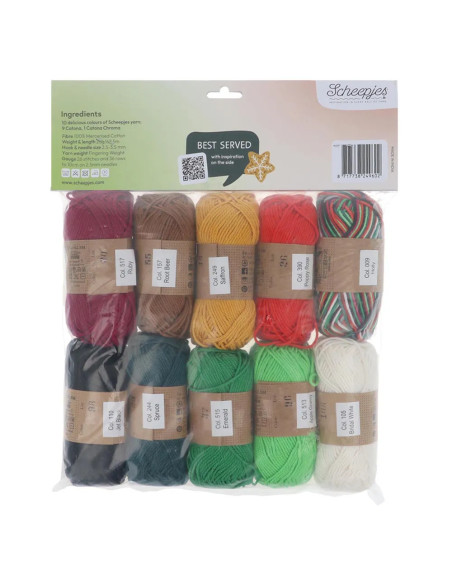 Confezione da 10 gomitoli Scheepjes Catona Colour Pack - Natale