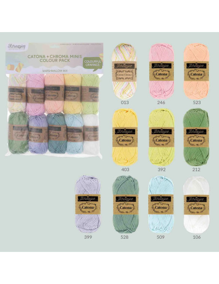 Confezione da 10 gomitoli Scheepjes Catona Colour Pack - Marshmallow mix