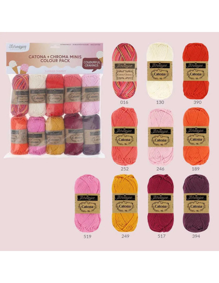 Confezione da 10 gomitoli Scheepjes Catona Colour Pack - Summer sherbet