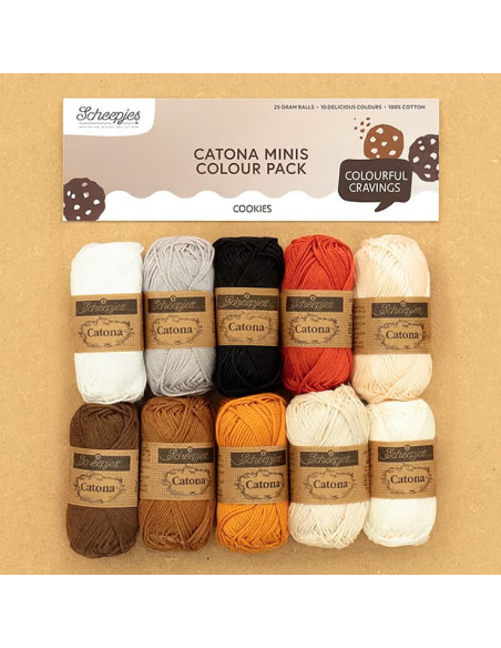 Confezione da 10 gomitoli Scheepjes Catona Colour Pack - Cookies