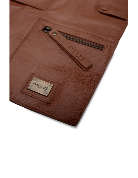 Astuccio in pelle per aghi circolari Muud Stockholm XL - Marrone Ricco