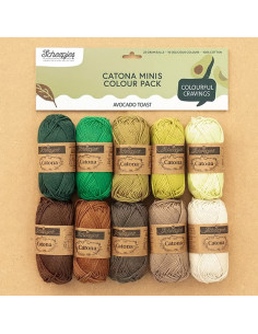 Confezione da 10 gomitoli Scheepjes Catona Colour Pack - Avocado Toast
