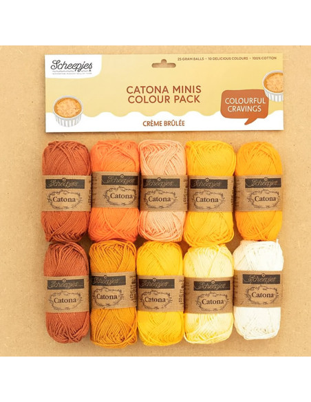Confezione da 10 gomitoli Scheepjes Catona Colour Pack - Crème brûlée