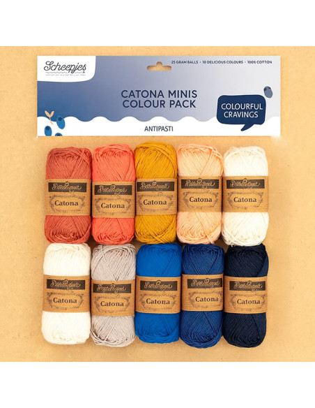 Confezione da 10 gomitoli Scheepjes Catona Colour Pack - Antipasti