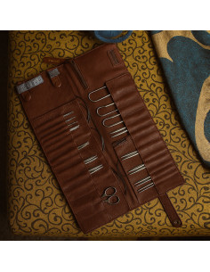 Astuccio in pelle per aghi circolari Muud Stockholm XL - Marrone Ricco