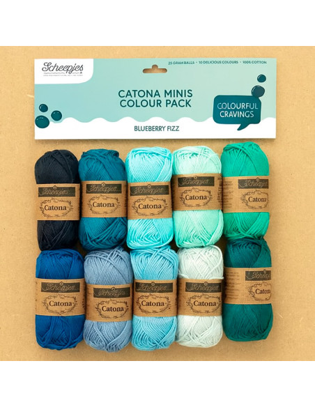 Confezione da 10 gomitoli Scheepjes Catona Colour Pack - Blueberry Fizz