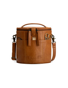 Borsa portaoggetti in pelle per il lavoro a maglia Muud Grace - Whisky 2