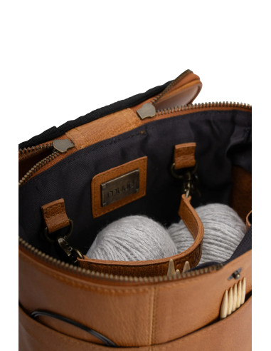 Borsa portaoggetti in pelle per il lavoro a maglia Muud Grace - Whisky