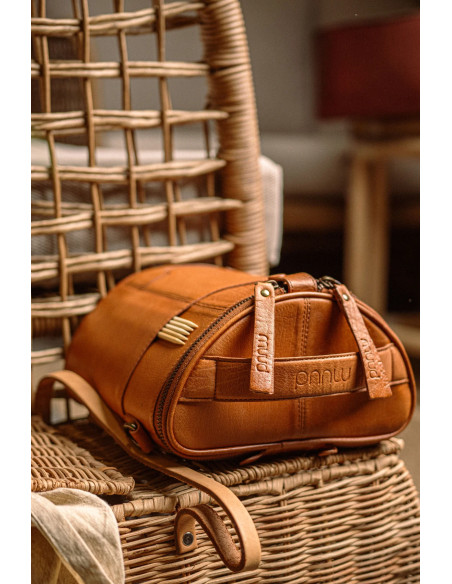 Borsa portaoggetti in pelle per il lavoro a maglia Muud Grace - Whisky