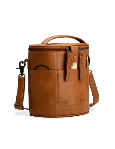 Borsa portaoggetti in pelle per il lavoro a maglia Muud Grace - Whisky