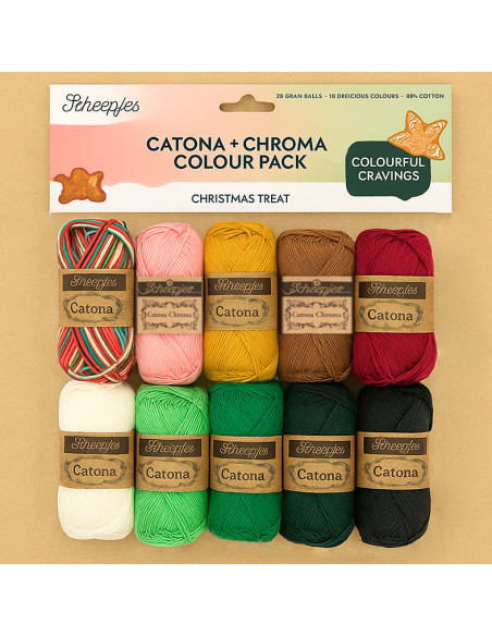 Confezione da 10 gomitoli Scheepjes Catona Colour Pack - Natale
