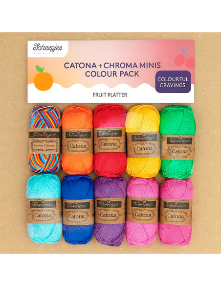 Confezione da 10 gomitoli Scheepjes Catona Colour Pack - Fruit Platter