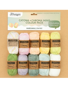 Confezione da 10 gomitoli Scheepjes Catona Colour Pack - Marshmallow mix