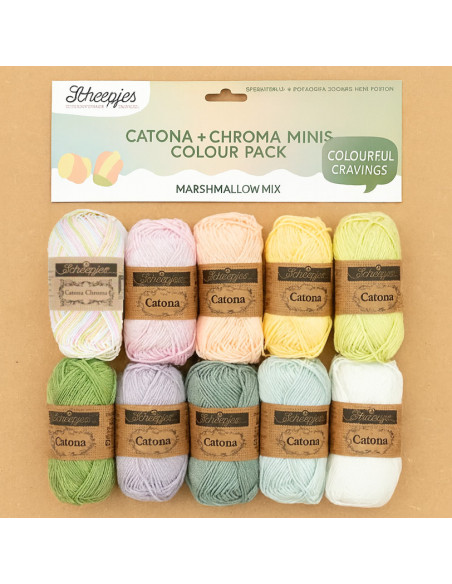 Confezione da 10 gomitoli Scheepjes Catona Colour Pack - Marshmallow mix