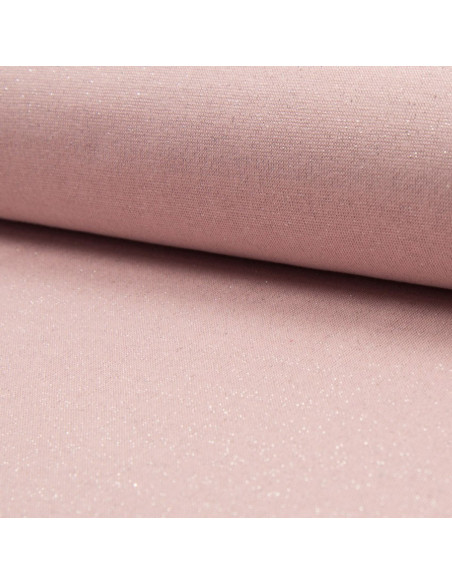 Tessuto jersey bordo costa lurex - Rosa lurex argento