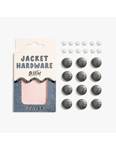 Kit de boutons jeans pour vestes - Etain