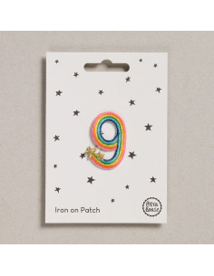 Toppa termoadesiva - Numero 9 arcobaleno