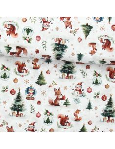 Tessuto popeline di cotone - Dounoël bianco e verde