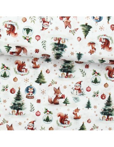 Tessuto popeline di cotone - Dounoël bianco e verde