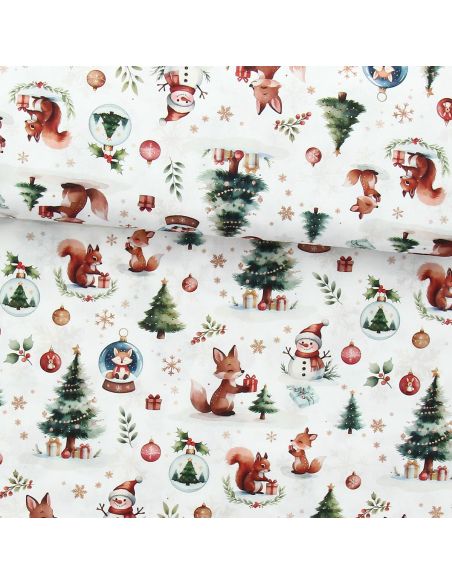 Tessuto popeline di cotone - Dounoël bianco e verde