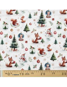 Tessuto popeline di cotone - Dounoël bianco e verde 2