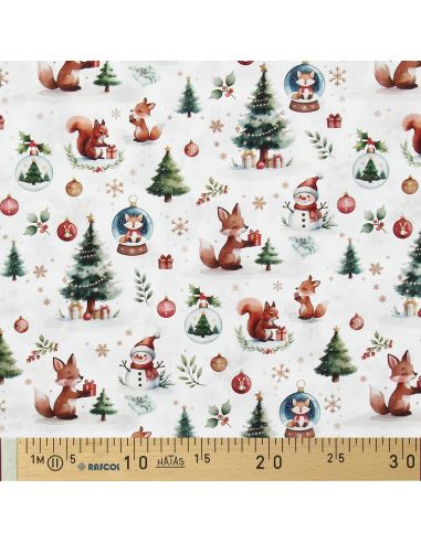 Tessuto popeline di cotone - Dounoël bianco e verde