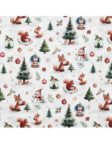 Tessuto popeline di cotone - Dounoël bianco e verde