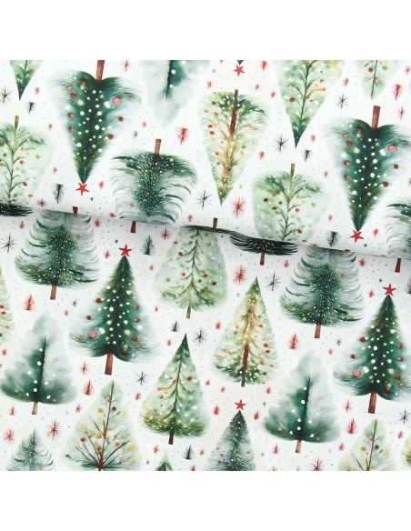 Tessuto popeline di cotone - Ivalo bianco e verde